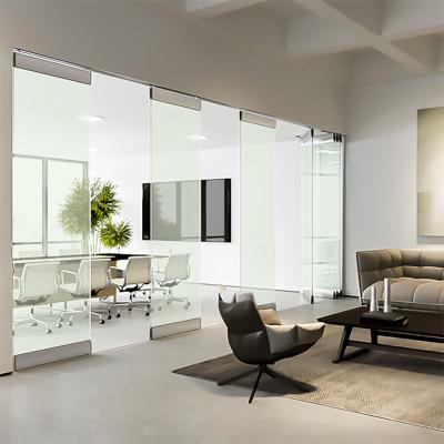 China Contemporary Top Frame Hanging Aluminum Glass Sliding Folding Doors For Kuwait Balcony Office for sale