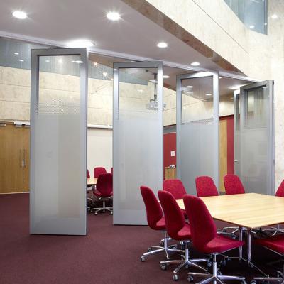 China Folding Frame Design Modern Functional Acoustic Sliding Detachable Hidden Double Glazed Movable Partition Office Glass Wall System for sale