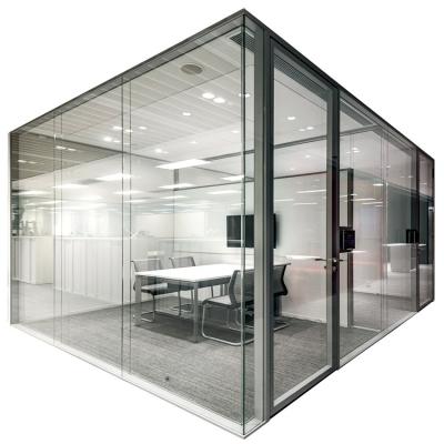 China Contemporary view hidden poder cladding aluminum glass wall dividing for office meeting conference room for sale