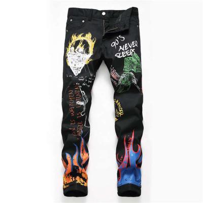 China Breathable Slim Fit Straight-Leg Casual Printed Skinny Jeans Suitable For Men for sale