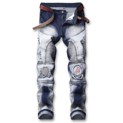 China Fashion Embroidery Color Breathable Patchwork Distressed Street Style Mens Punk Jeans for sale