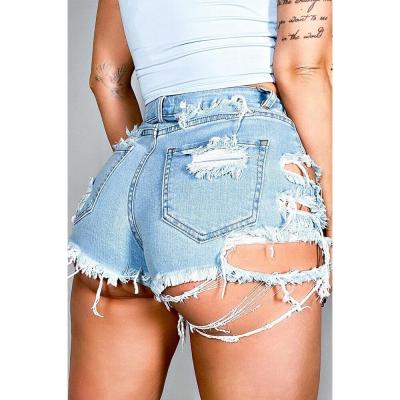 China 2021 New Fashion Women's QUICK DRY Irregular Hole Stretch Denim Shorts Jeans Irregular Ripped Pants For Woman for sale