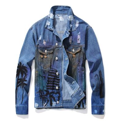 China 2021 New Arrival Fashion Breathable Denim Jacket Wholesale Washed Custom Blue Men Denim Lattice Jackets for sale