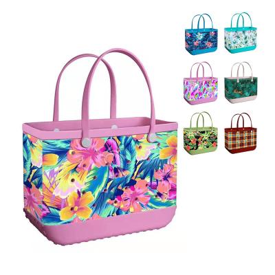 China Fashion Amazon Candy Bucket Beach Tote Bag Multicolor Luxury Silicone Eva Pineapple Tie Dye Eva Tote Bag For Women for sale