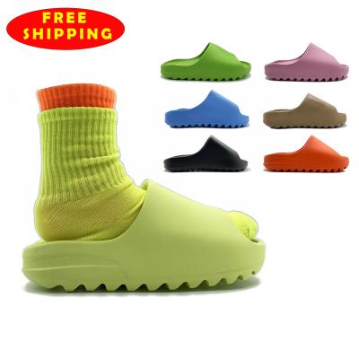 China Free Shipping Custom Size 13 Anti-Slippery Eva Foam Injection Unisex Shoes Lace Up Orange Yeezy Slides Slippers For Men for sale