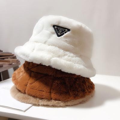 China Plush Fur Bucket Hat Winter Bucket Hat Girls Fur Bucket Hat for sale