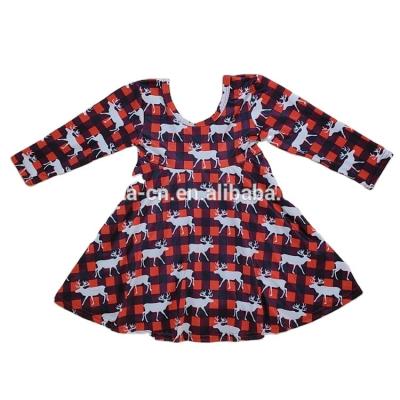 China Breathable Hot Sale Red White Long Sleeve Ruffle Cute Stiped Christmas Baby Dress for sale