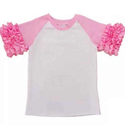 China Viable Babies Kids Ruffled 3/4 Girls White Raglan Raglan Toddler Shirts Sleeveless T-Shirts Drop Kids Casual T-Shirt for sale