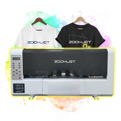 China Garment Shops Zoomjet 30cm Dtf Film Printer Kits Heat Transfer T-shirt Printing Machine With Powder Shaking Machine for sale