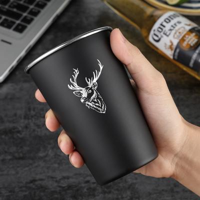 China New Style Stainless Steel Durable Black Single Layer Cold Drink Cup Portable Cup for sale