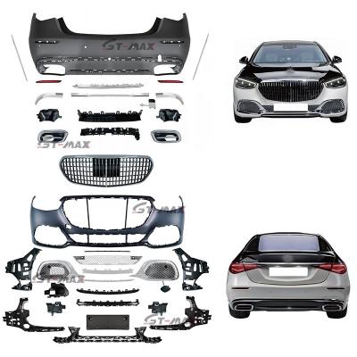 China Plastic bang selling body kit for BENZ s class w223 upgrade to maybach style include front and rear bumper assembly s class grille for sale