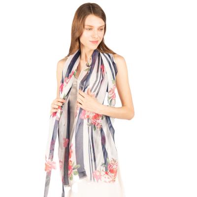 China Clothing Decoration In Spring Running Women Flower Scarf Ladies Wholesale Polyester Fancy Scarf For Daily Wear for sale