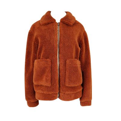 China 2020 New Design Women Anti-wrinkle Coat Ladies Teddy Fur Zipper Placket Jacket for sale