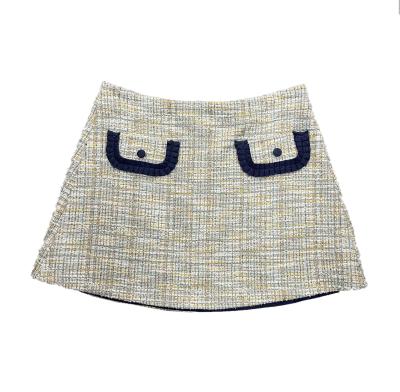 China Fashion 2021 anti-static newcomer a line knitted tweed Mini Skirt With Pocket Flap for sale