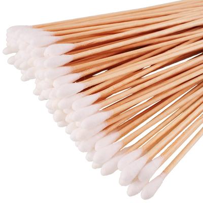 China The 100% cotton wooden cotton swab 6 inches long with a slant for cleaning cotton buds for makeup for sale