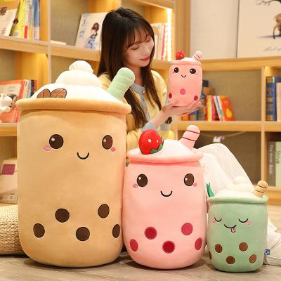 China Plush IN THE RUNNING soft kawaii plushie fruit strawberry fruit strawberry boba pillow cute cushion cushion stuffed bubble boba tea plush toy for sale