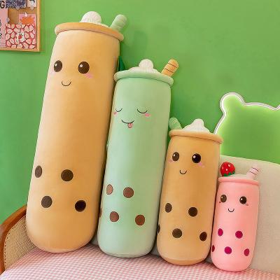 China Plush IN RUNNING soft kawaii plushie plush fruit strawberry boba cute long pillow cushion stuffed bubble boba tea plush toy along for sale