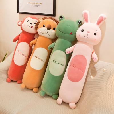 China Plush IN THE RUNNING Soft Cute Animal Lion Frog Monkey Rabbit Long Pillow Stuffed Plush Toy Kawaii Cartoon Plushie for sale