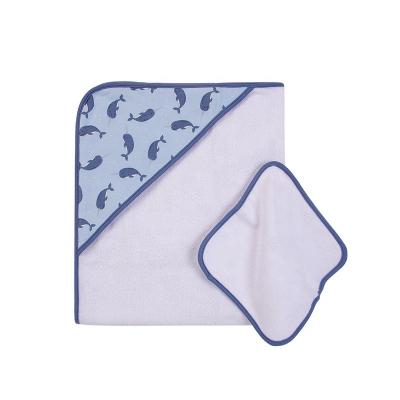 China Baby Usefully Washing Hudson Baby Newborn Baby Animal Pattern Towel And Hooded Washcloth 100% Cotton No.57150 for sale