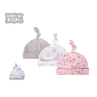 China Hudson Baby Hat Set Infant Washable High Quality Baby Knotted Hat With Star Image 100% Cotton for sale