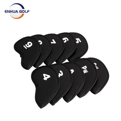 China 10Pcs Golf Head Cover Club Iron Putter Head Protector Neoprene Package Set Black Neoprene for sale