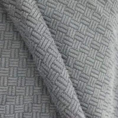 China Fashional Organic Rectangle Design Custom Jacquard Sweater Ribbon Dyed Knitting Fabric For Dresses for sale