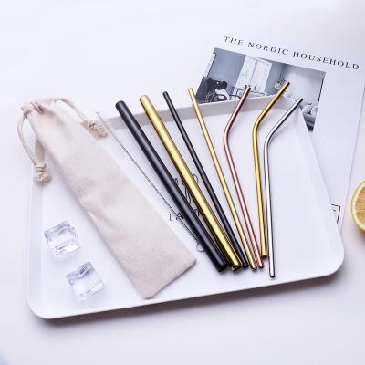 China Sustainable Custom Printed Stainless Steel Metal Straws Reusable Drinking Straws With Brush for sale