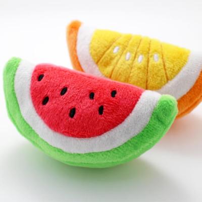 China Viable High Quality Customized Fruit Sounding Sound Dog Toys Watermelon Pet Supplies Plush Toy Pet Toys for sale