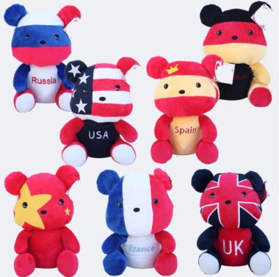 China Toy Stuffed Country Flag Bear Stuffed Animal National Flag Bear Plush Dolls Toys Gift for sale