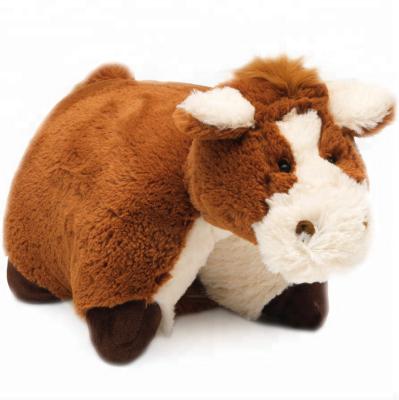 China Soft Plush Travel Pillow Horse Heads Animal Cushion Toys Head Rest for sale