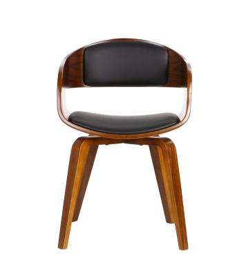 China China Factory Modern Elegant Bentwood(Height)Adjustable Faux Leather Upholstery Dining Chairs With Kick Down Wooden Legs Comfy Cafe Shope Chair for sale