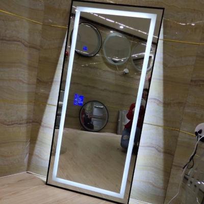 China MOQ: 1PC 2020 Matte Black Framed Dressing Silver Modern Lighted Commercial Brushed Glass Mirror Fashion Wardrobe Led Wardrobe Mirror for sale