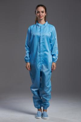 China Anti static ESD blue color resuable autoclavable coverall garments polyster fiber for class 1000 cleanroom for sale