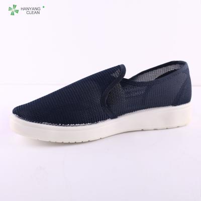 China Cleanroom Pu antislip antistatische stofdichte donkerblauwe esd van Netwerkschoenen schoenen Te koop