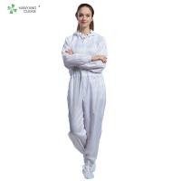 China Dust Proof Anti Static Lab Coat White Color Lightweight For Class 100 Clean Room for sale