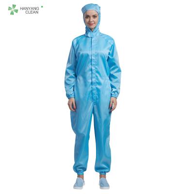 China Klasse 1000 Cleanroom het Antistatische van de de Koolstofvezel van de Kledingstukken98% Polyester 2% Overtrek Met een kap Te koop