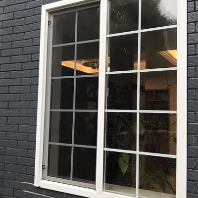 China Double Magnetic Screen PVC Glass Plastic White Sliding Window for sale