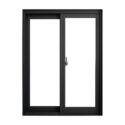 China Double Screen Magnetic Black Aluminum Glass Sliding Window for sale