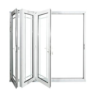 China Magnetic White Aluminum Screen Double Glazing Folding Door Doors Aluminum Bifold Entrance Door for sale