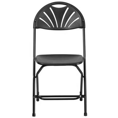 China Modern Lightweight Black Fan Resin Back Folding Chair for sale