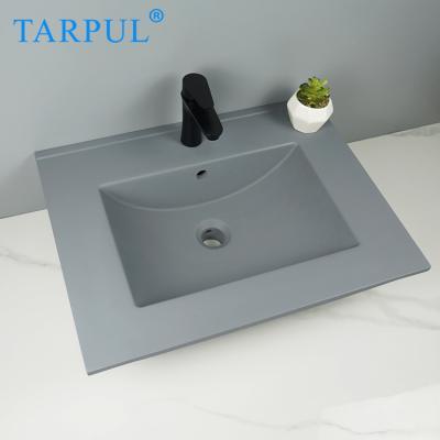 China 2021 Modern New Design Hotel Concrete Cement Cabinet Bathroom Rectangular Sink for sale