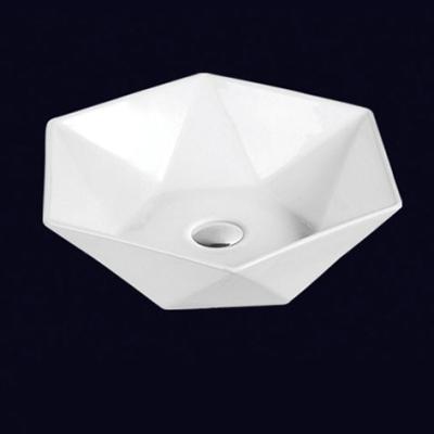 China Modern Irregular Polygonal Sink Art Ceramic Countertop Bathroom Modern Basin for sale