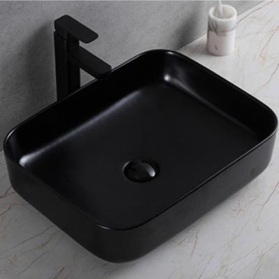 Κίνα Modern Rectangular Tarpul Matt Black Basin Countertop Porcelain Vanity Bathroom Ceramic Sinks προς πώληση