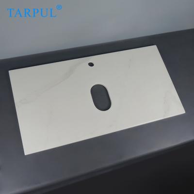 China Factory Ware Modern Bathroom Vanity Top Sanitary Ware Marble White Tarpul Artificial Stone Countertops for sale