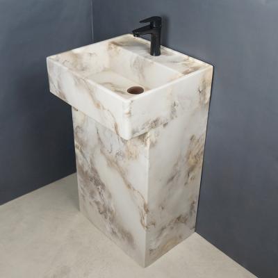 China Tarpul Amazone Success Durable Marble Basin Free Standing Pedestal Wash Basin for sale