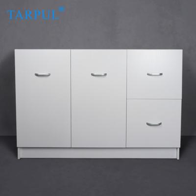 중국 Modern Nordic Tarpul Plywood Panel Floor Mounted White Bathroom Vanity Cabinet 판매용