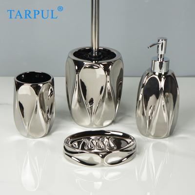 China Viable Wholesale Luxury Silver Plated Decoration Irregular Shape Bathroom Accessories Set for sale