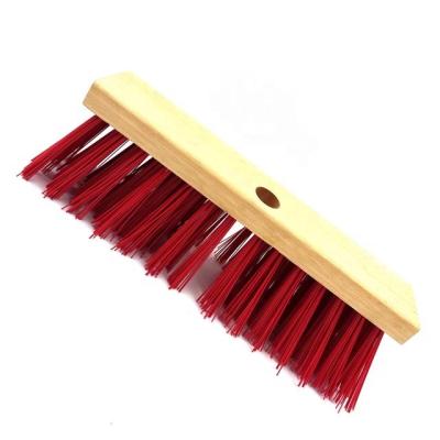 China With One Hole Push Broom Multi-Surface Tapered Outdoor Broom With Stiff Bristles For Sidewalk Driveway Yard Patio Decks Garage Bathroom Cleaning for sale