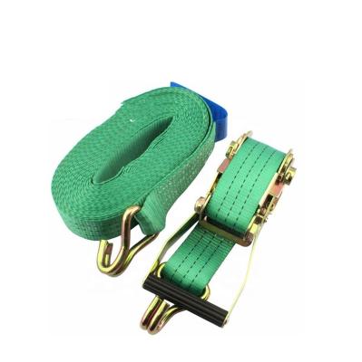 China Polyester 2inch 50MM 3T 3000KG Double J-Hook Ratchet Link Cargo Down Lashing Strap for sale