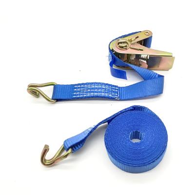 China Polyester 1inch 25MM 1T 1000KG Ratchet Link Lashing Down Strap With Double J Hook for sale